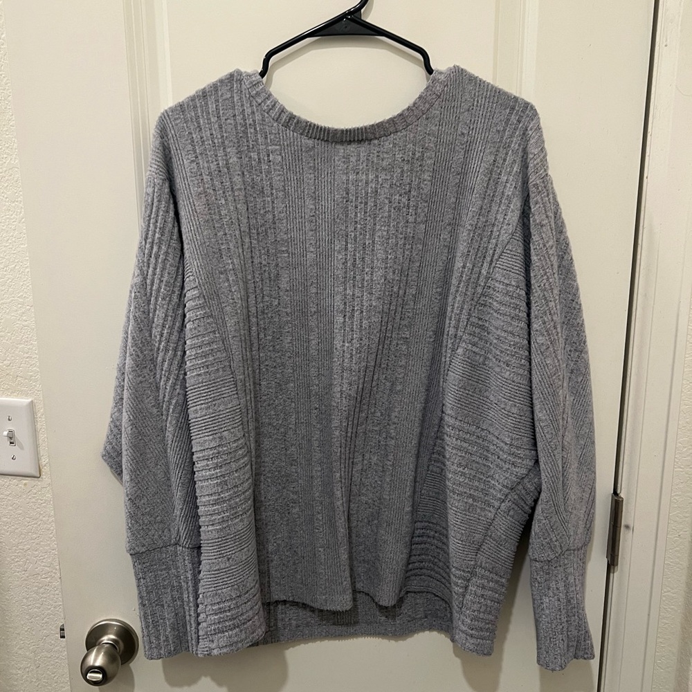 Macy's Elegant Gray Ribbed Sweater. Lightly worn.